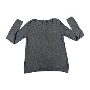 GAP Top blouse Women's Size Small Gray  Zip Back Knit cotton nylon cashmere